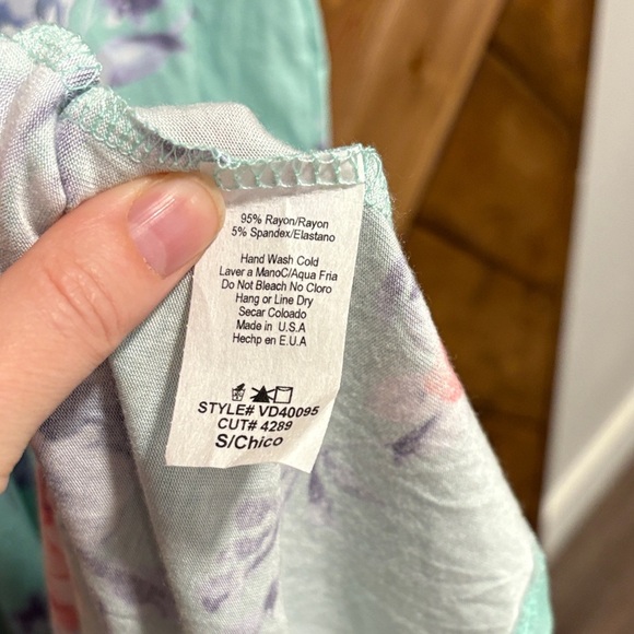 Floral Maxi Dress in Mint Green and Pink Small - Picture 6 of 6